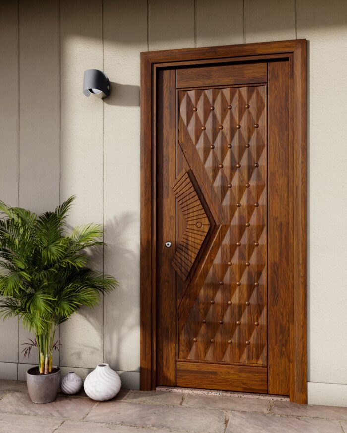 Wooden doors with minimalist design for modern house