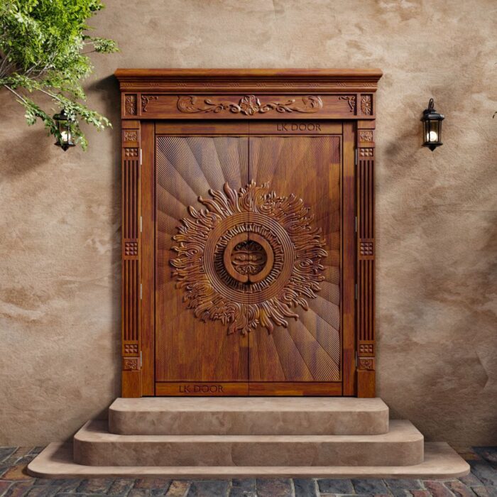 Wooden doors with rustic finish