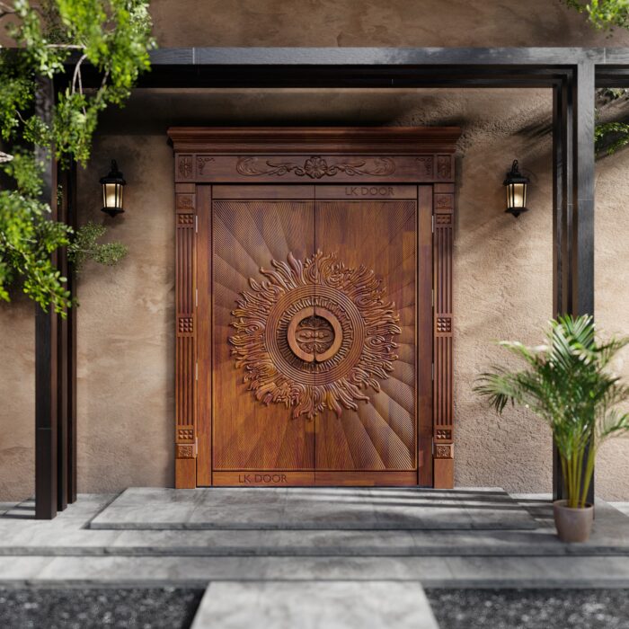 Wooden doors with rustic finish