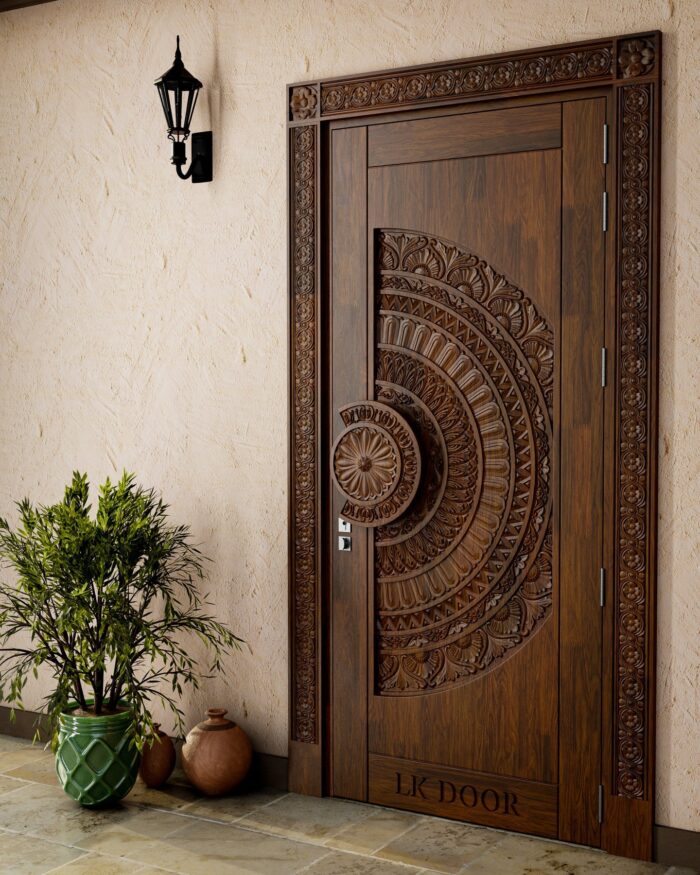Wooden doors with rustic finish