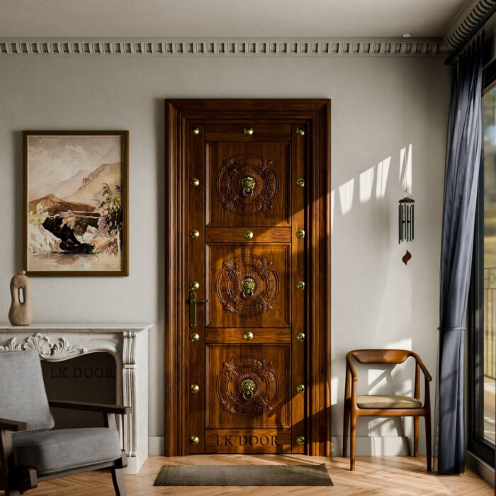 Wooden doors with minimalist design for modern house