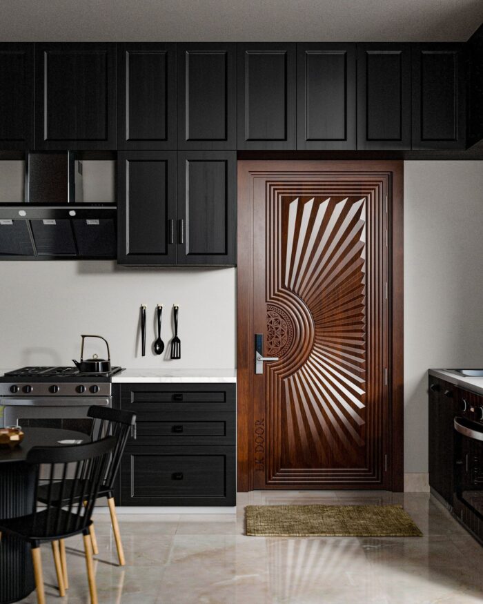 Wooden doors with minimalist design for modern house