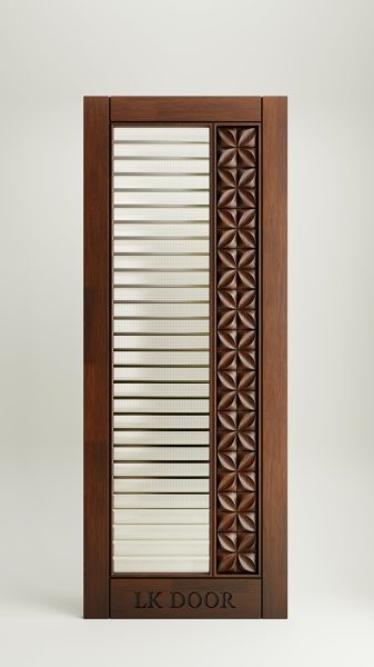 Mesh Wooden doors design with rustic finish